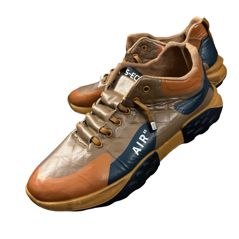 Men's 'BLS-ECKE AIR' Casual Athletic Orthopedic Sneakers Brown & Blue Size 10.5
